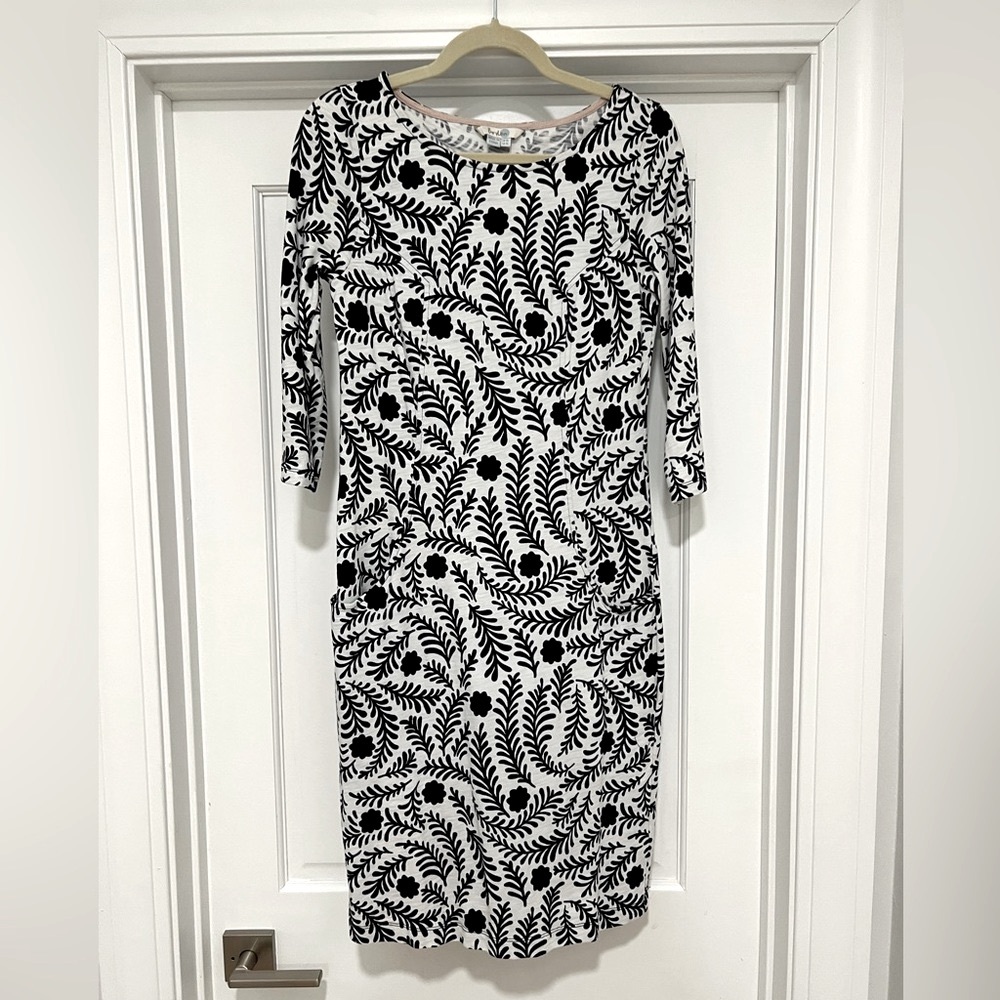 EUC Boden Black and White Sorrento Jersey Dress Size 4L